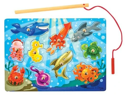 Melissa & Doug Μαγνητικό Ψάρεμα και Πάζλ με Ξύλινα Ζώα Ωκεανού (13778)