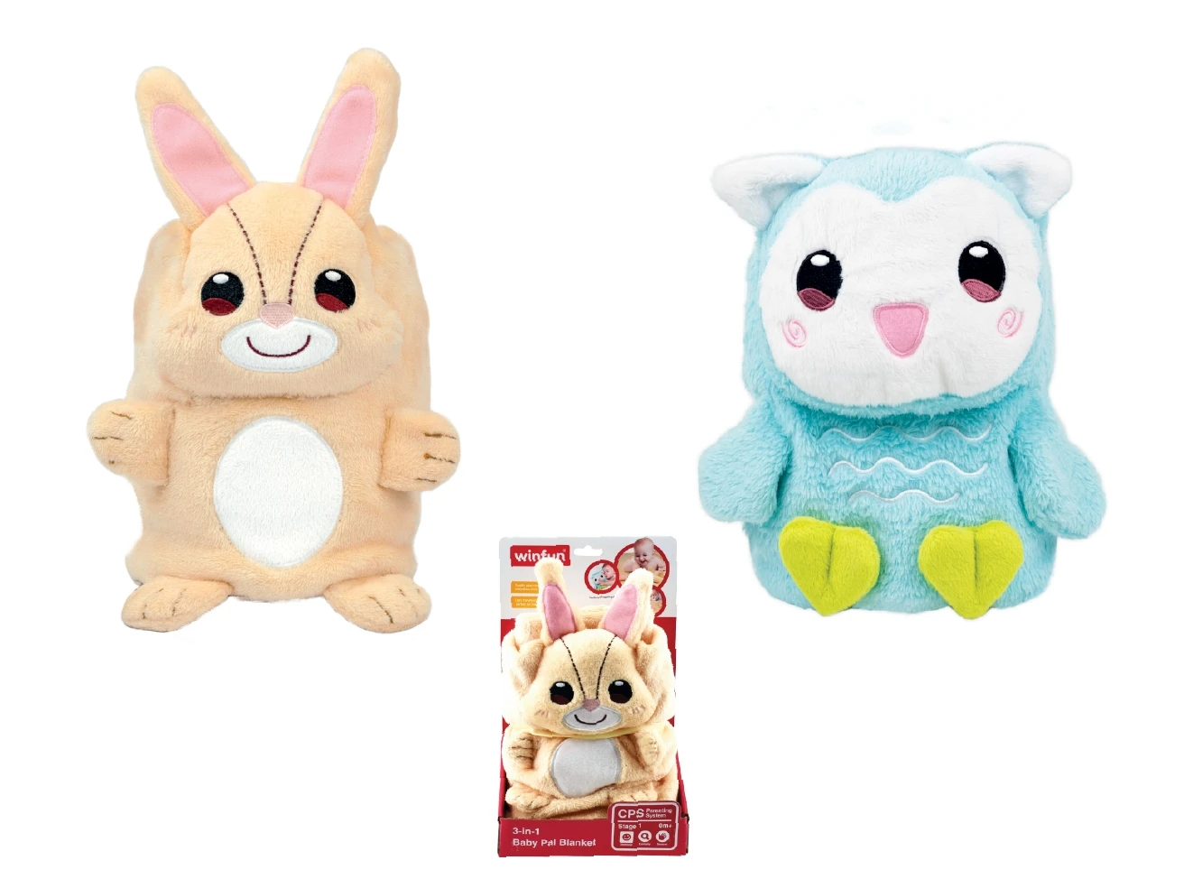 WinFun Βρεφικη Κουβερτουλα 3-Ιν1 Λαγος/Κουκουβαγια Baby Pal Blanket (0189/0190-NL) - Image 2
