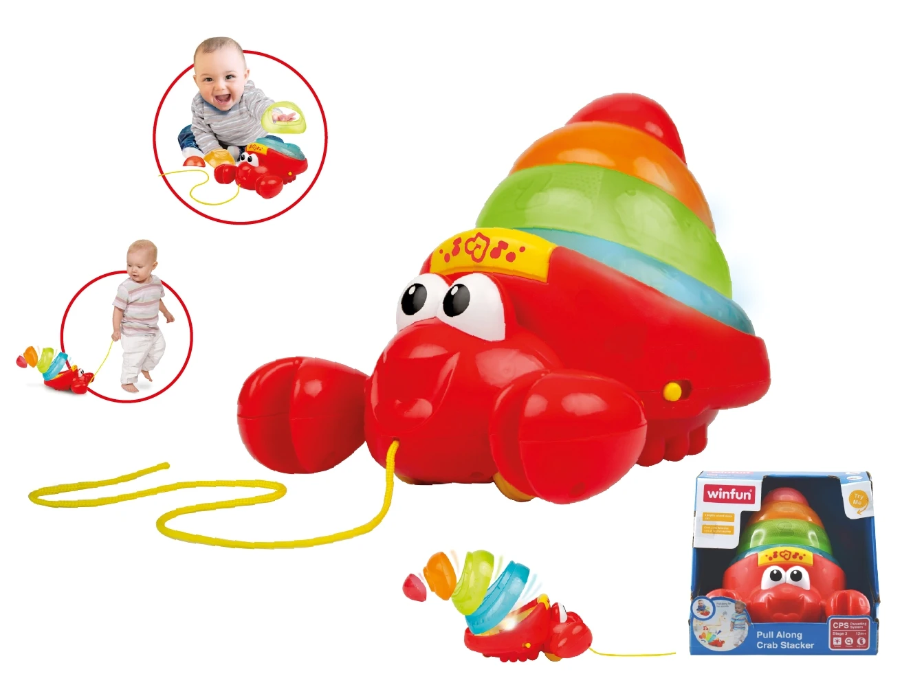 Winfun Συρομενο Καβουρακι Πυραμιδα Pull Along Crab Stacker (0747-NL)