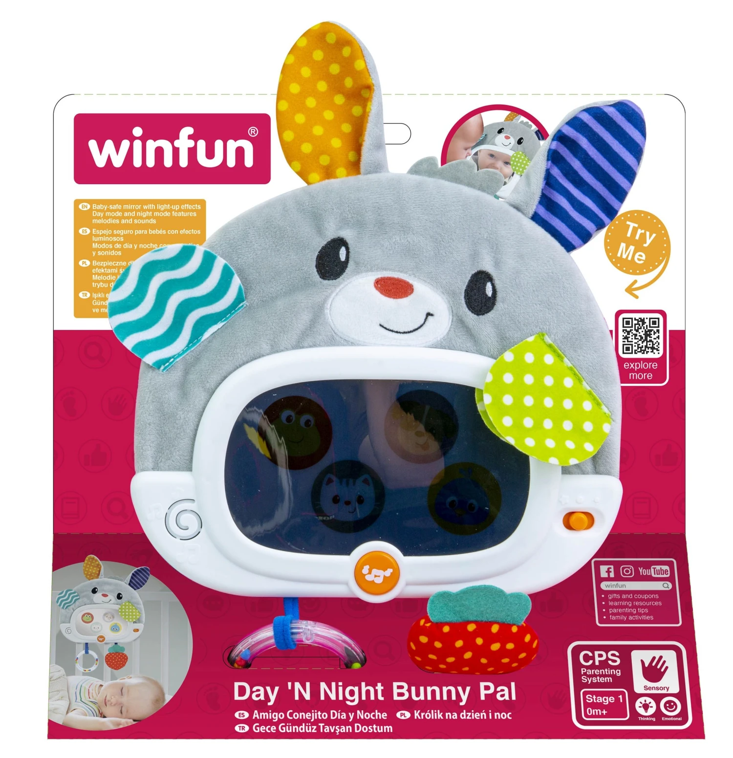 Winfun Μαλακό Λαγουδάκι Day ‘N Night Bunny Pal (0798-NL) - Image 2