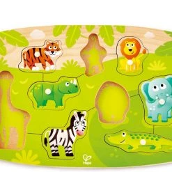 Hape Ξυλινα Jungle Peg Puzzle Παζλ Με Τα Ζωα Της Ζουγκλας (E1405A)