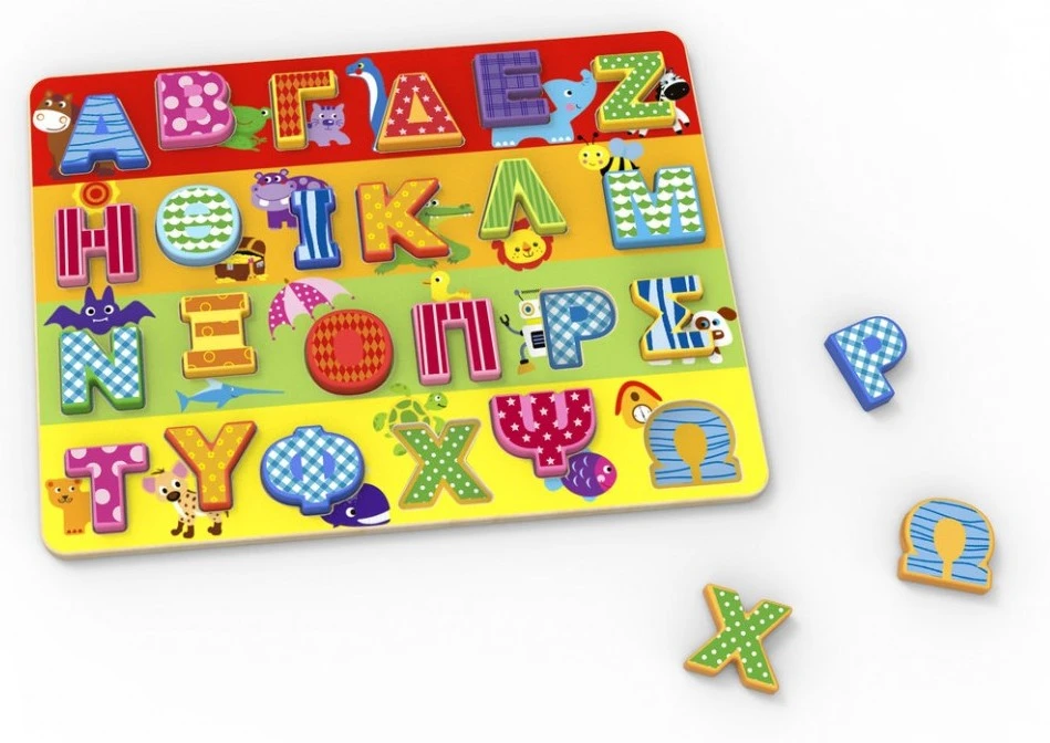 Tooky Toy Ξυλινο Πολυχρωμο Αλφαβητο Κεφαλαια Γραμματα (TKG005-G)
