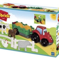 Ecoiffier Abrick Fast Car Tractor With Trailer – Σετ Αυτοκινητου Και Αγροτικων Ζωων (3348)