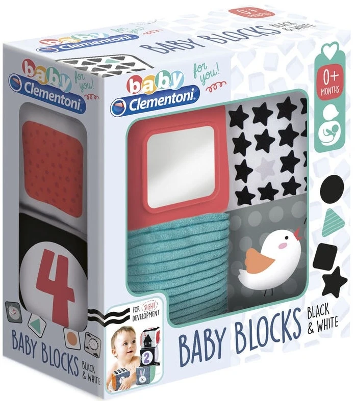 Baby Clementoni Βρεφικό Παιχνίδι Μαλακοί Κύβοι Άσπρο-Μαύρο (1000-17321) - Image 2