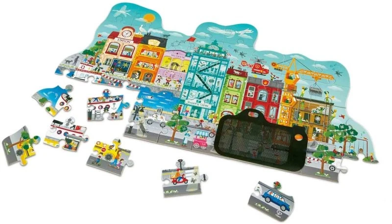 Hape Ξύλινα Το Παζλ Της Μεγάλης Πόλης Με Εφέ Κίνησης 50 Τεμαχίων (E1629)