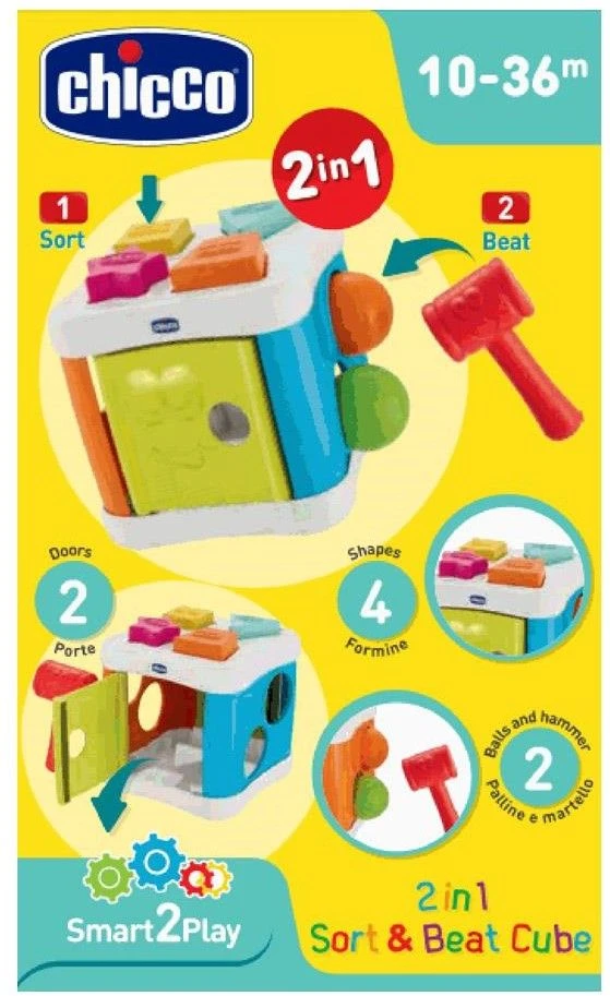 Chicco 2 Σε 1 Κύβος Με Σχήματα Και Σφυρί (09686-00)