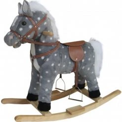 Moni Κουνιστό Ξύλινο Αλογάκι Spotty Γκρι Πουά Με Ήχο (108255)